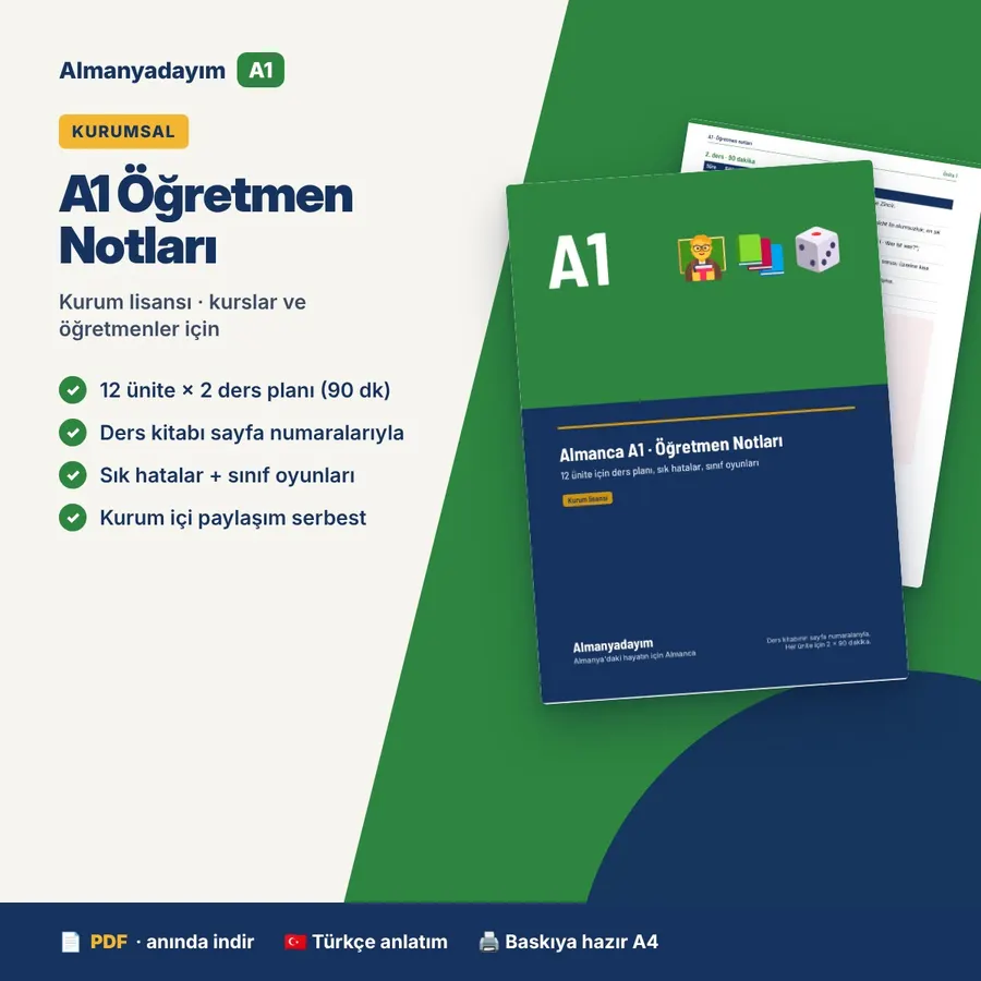 A1 Öğretmen Notları (kurum lisansı)