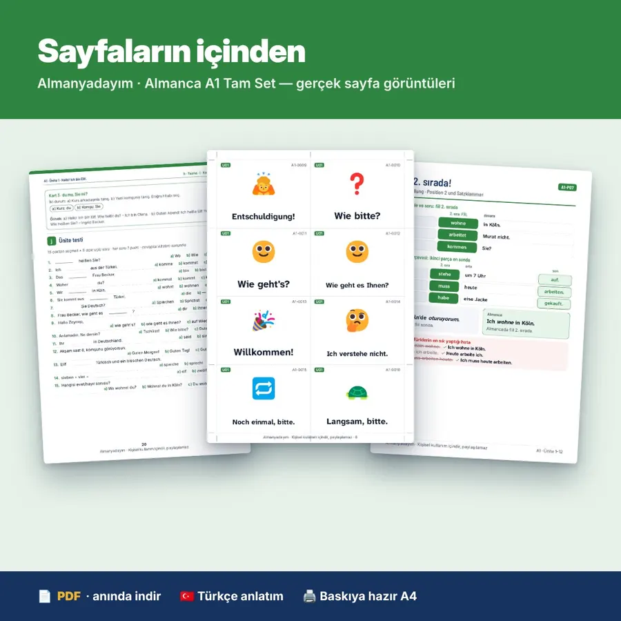 Almanca A1 Tam Set: içindekiler