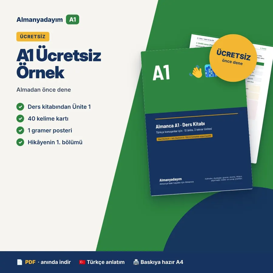 A1 ücretsiz örnek: Ders Kitabı Ünite 1 + 40 kelime kartı