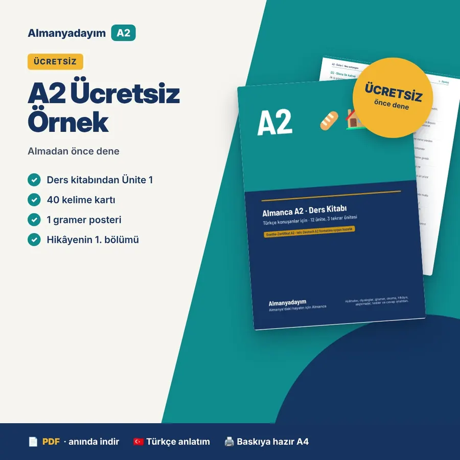 A2 ücretsiz örnek: Ünite 1 „Neu anfangen“ + 40 kelime kartı