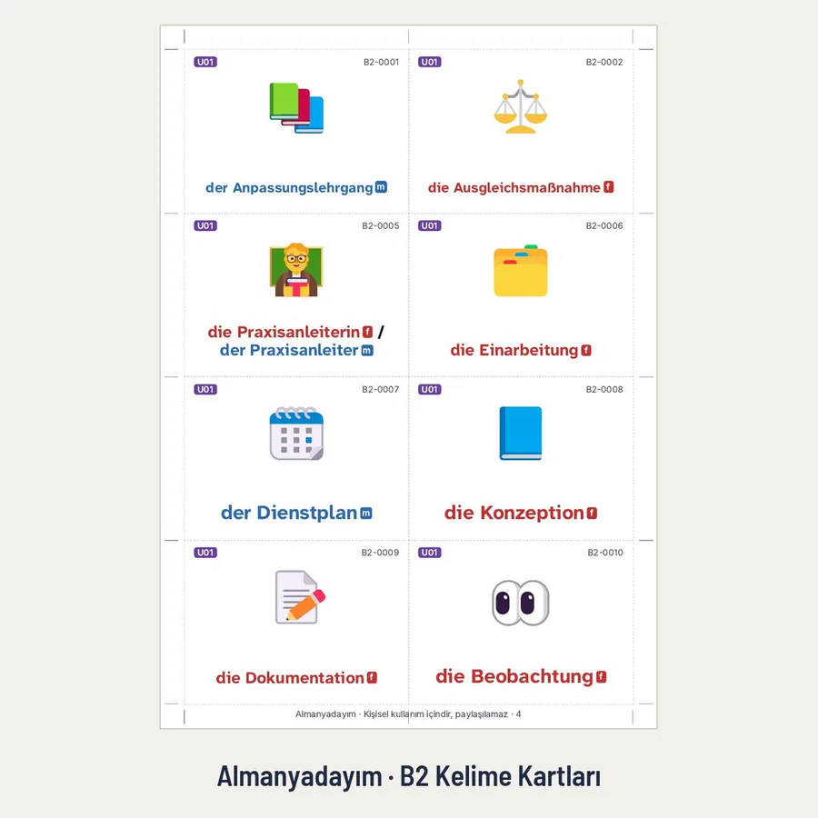 B2 Kelime Kartları